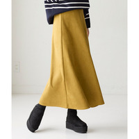 スエード調ポンチフレアロングスカート 大きいサイズ