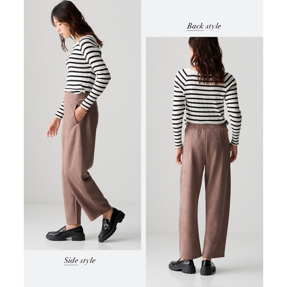 スエード調ポンチカーブパンツ 大きいサイズ14