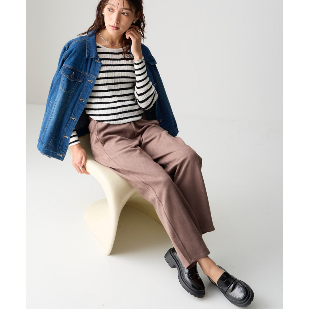 スエード調ポンチカーブパンツ 大きいサイズ24