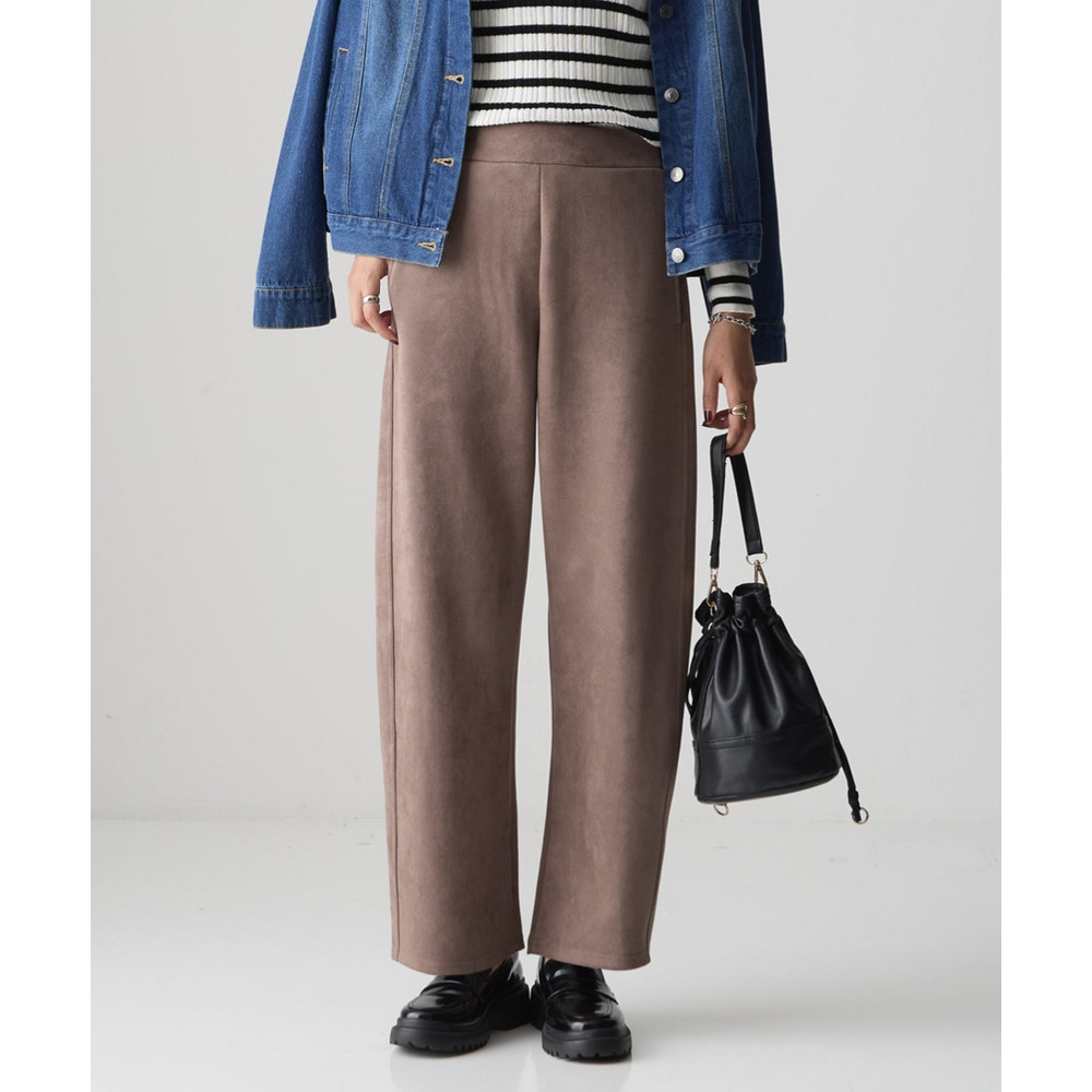 スエード調ポンチカーブパンツ 大きいサイズ1