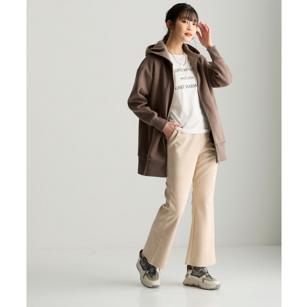 スエード調ポンチフレアパンツ 大きいサイズ16