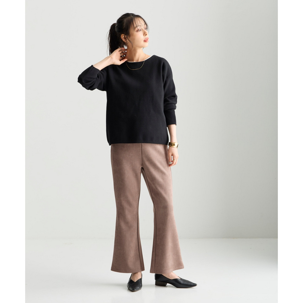 スエード調ポンチフレアパンツ 大きいサイズ22