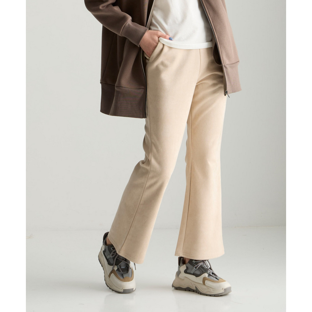 スエード調ポンチフレアパンツ 大きいサイズ1