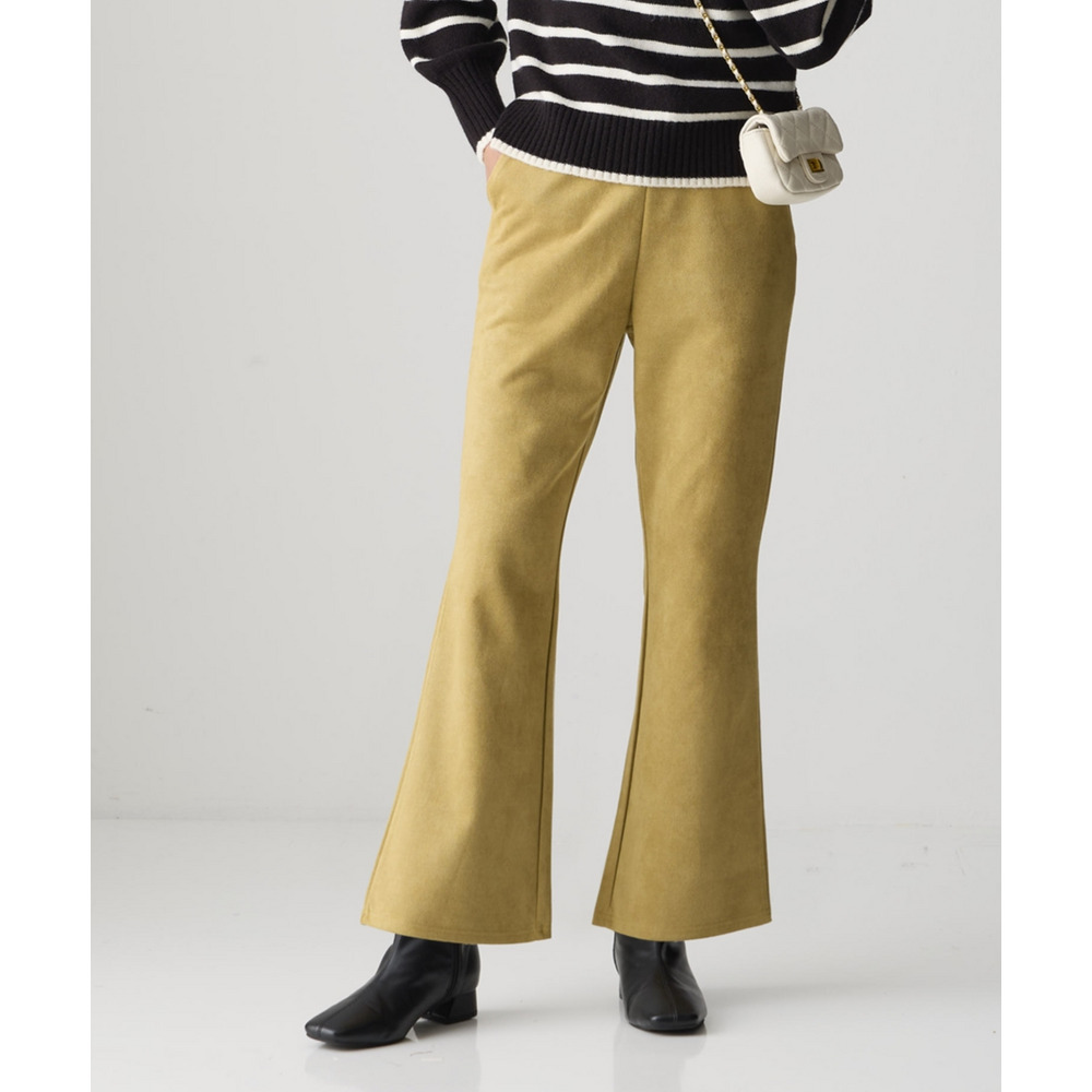 スエード調ポンチフレアパンツ 大きいサイズ1