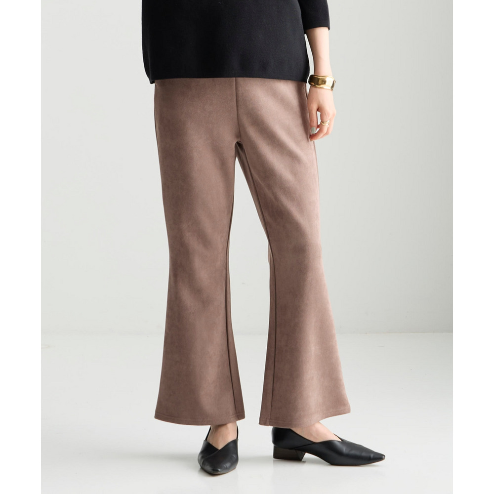 スエード調ポンチフレアパンツ 大きいサイズ1