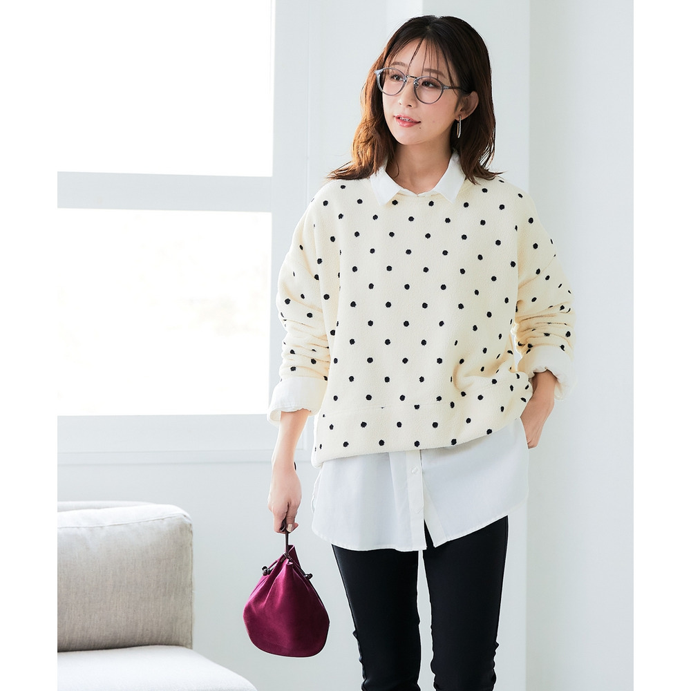 ドットボアフリースワイドトップス 大きいサイズ13
