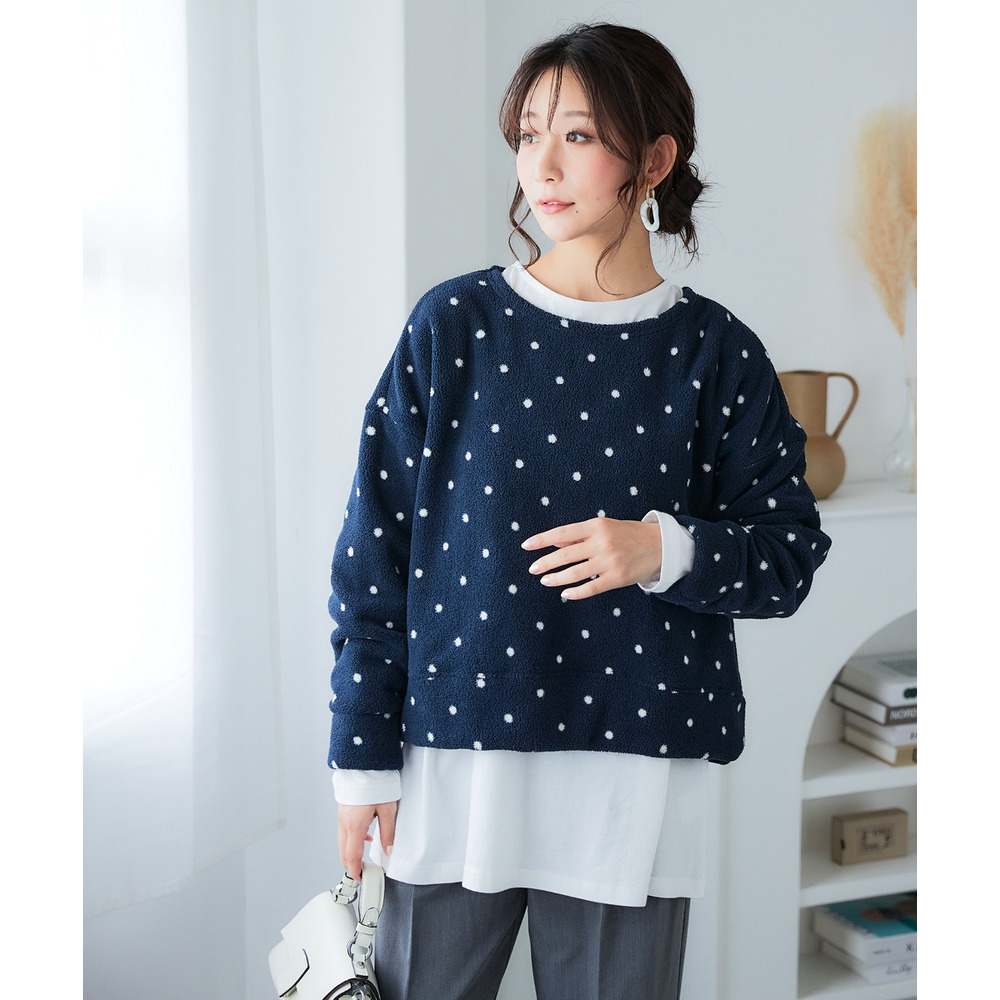 ドットボアフリースワイドトップス 大きいサイズ15