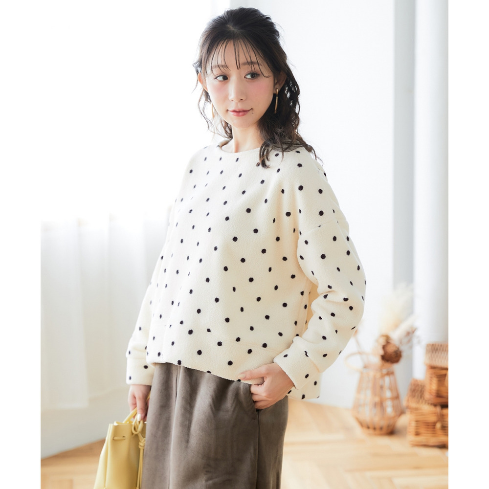 ドットボアフリースワイドトップス 大きいサイズ1