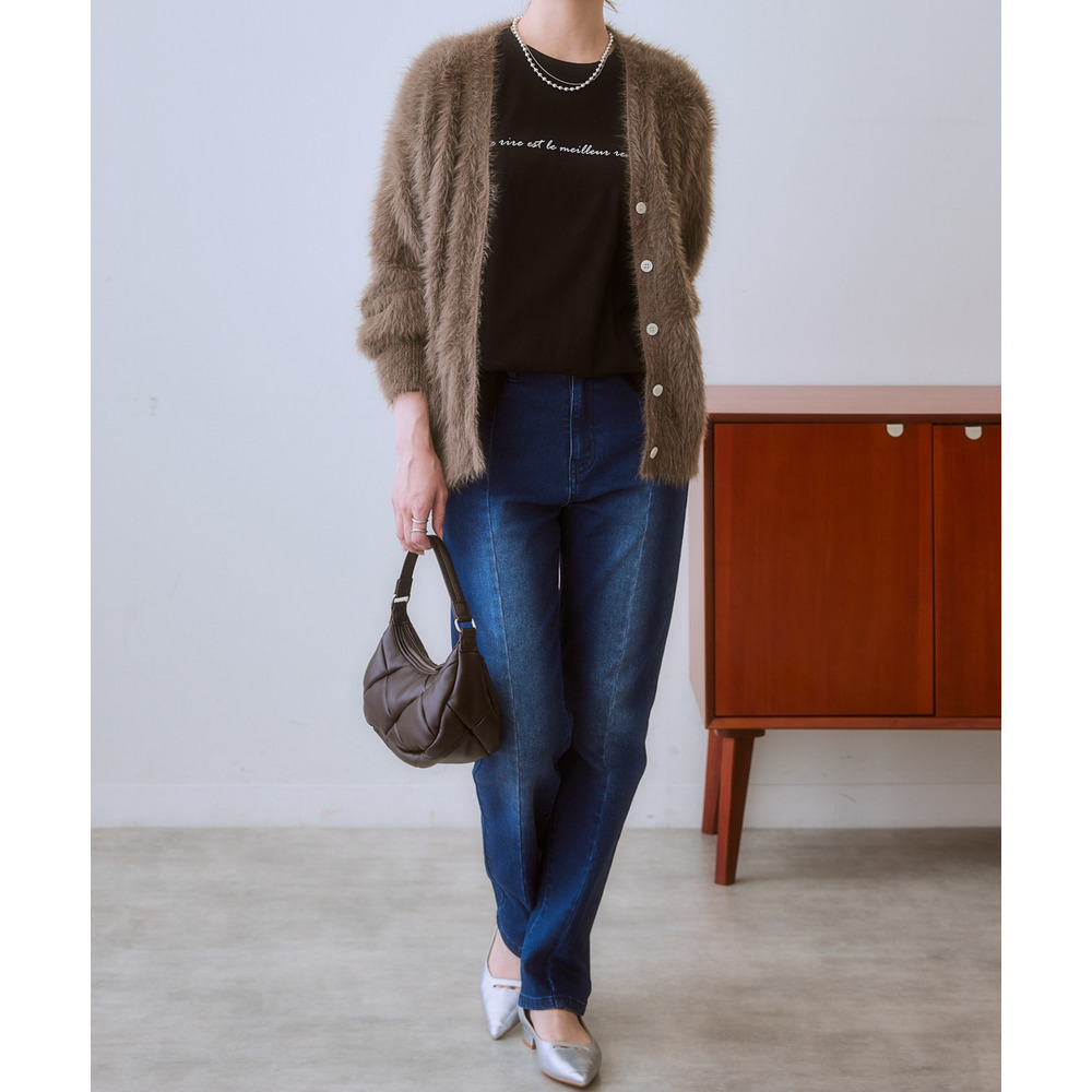 ロングフェザーVネックニットカーディガン 大きいサイズ13