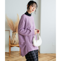 フェイクニット裏起毛裾タックカットソートップス 大きいサイズ