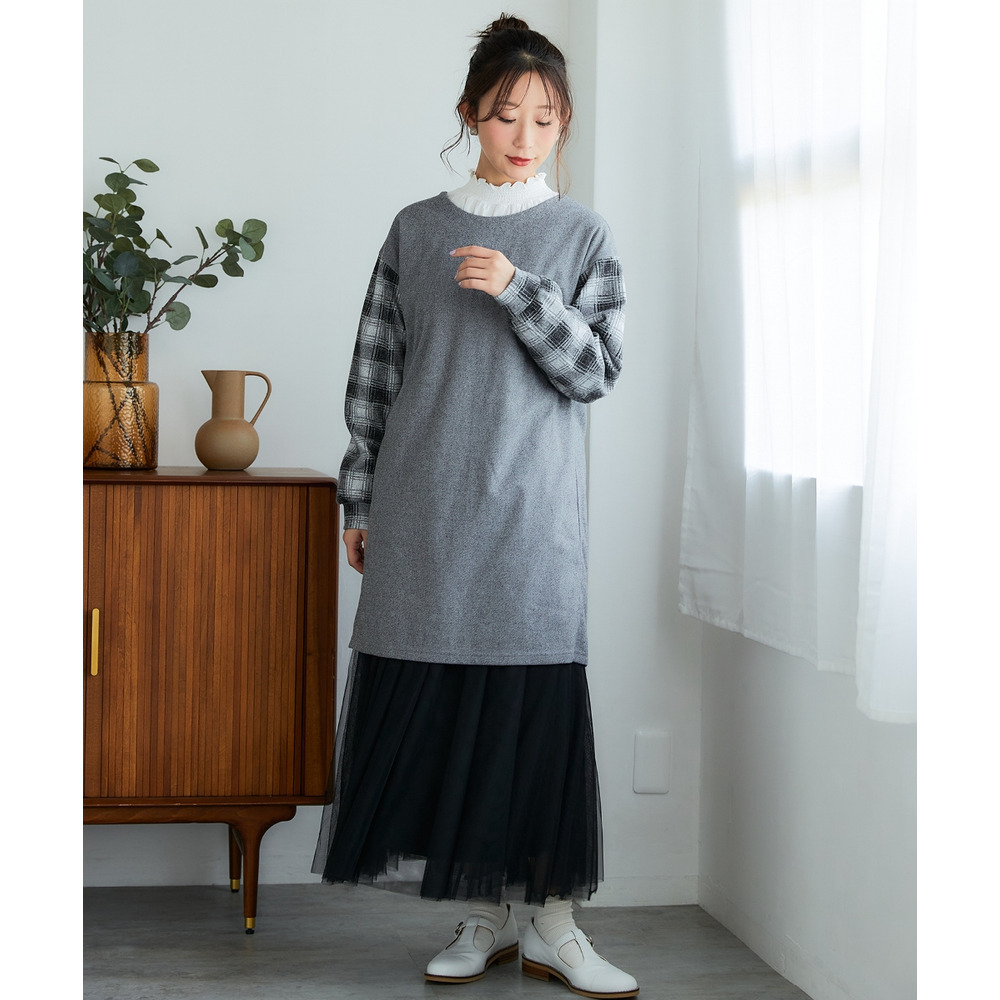 袖切替チュニックプルオーバー 大きいサイズ12