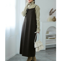 カットソージャガード後ギャザーキャミワンピース 大きいサイズ