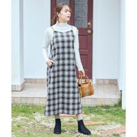 カットソージャガード後ギャザーキャミワンピース 大きいサイズ