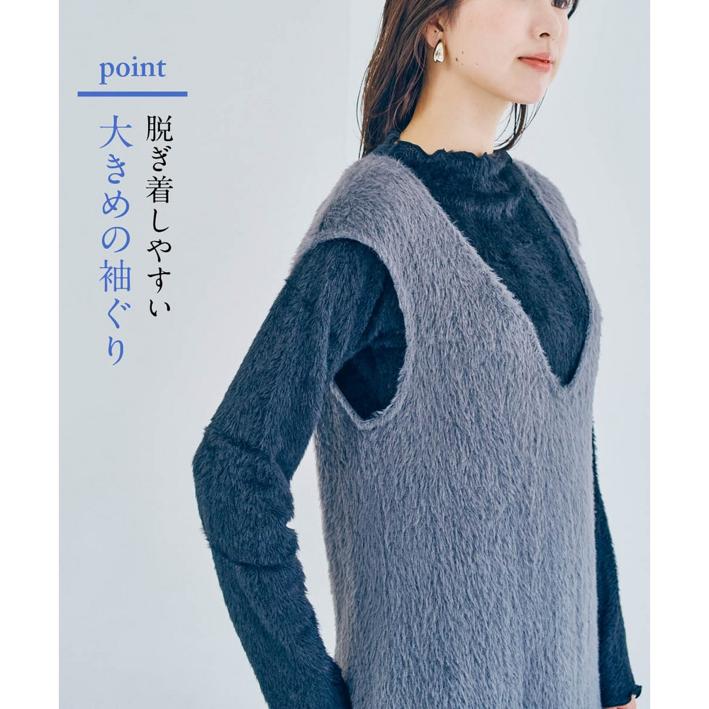 フェザーアンサンブル(ワンピース+プチハイネックトップス) 大きいサイズ10