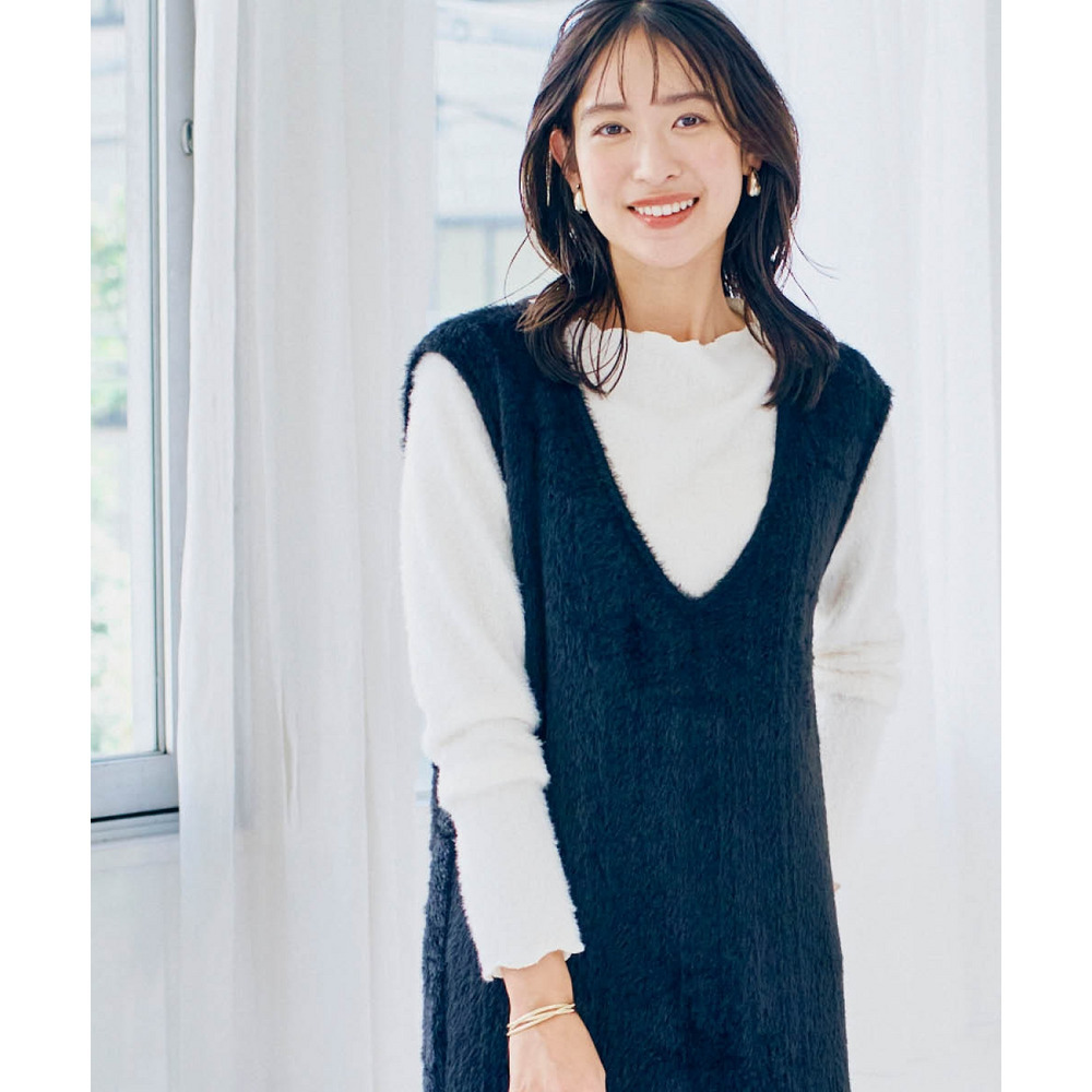 フェザーアンサンブル(ワンピース+プチハイネックトップス) 大きいサイズ12