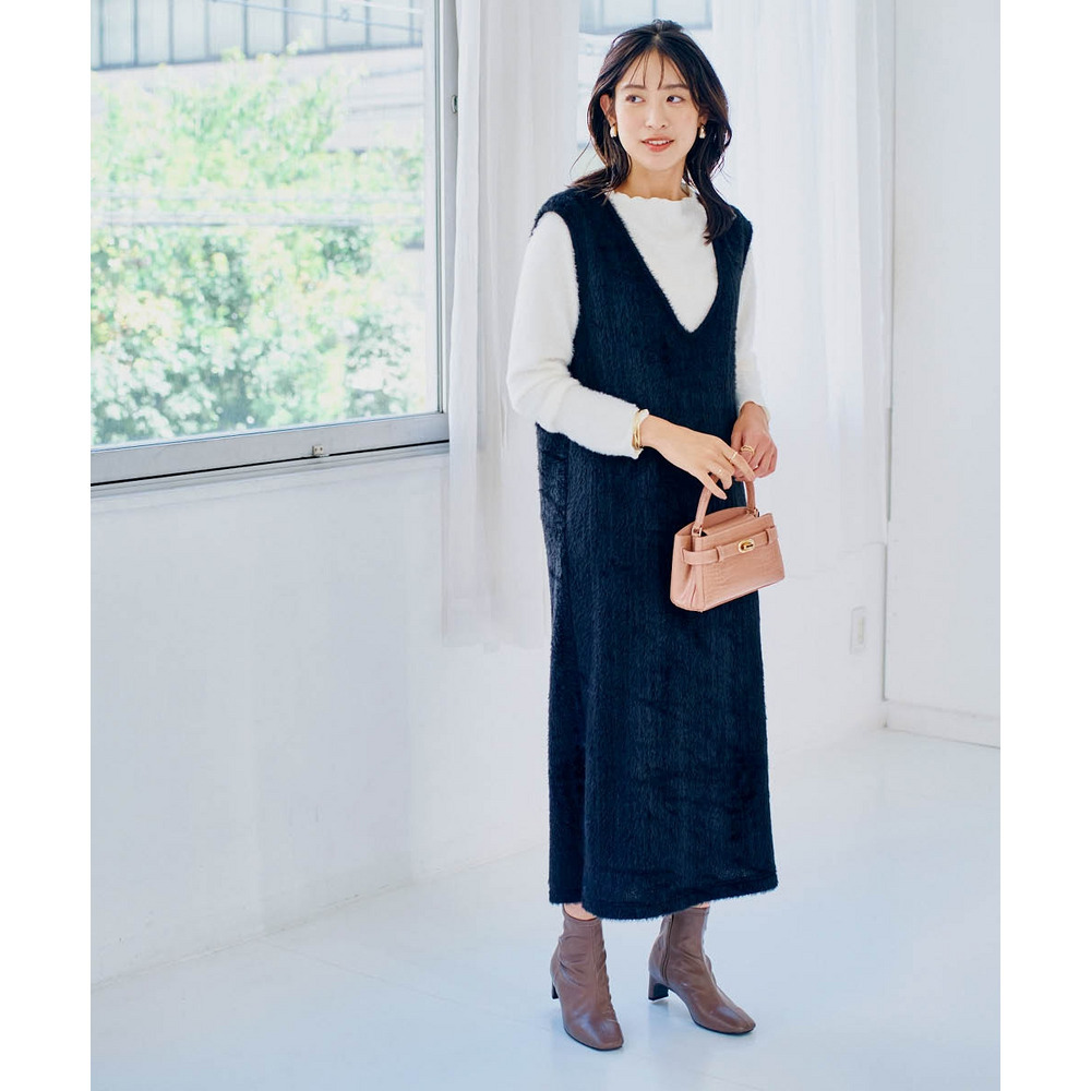 フェザーアンサンブル(ワンピース+プチハイネックトップス) 大きいサイズ13