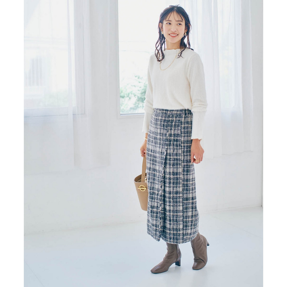 フェザーアンサンブル(ワンピース+プチハイネックトップス) 大きいサイズ14