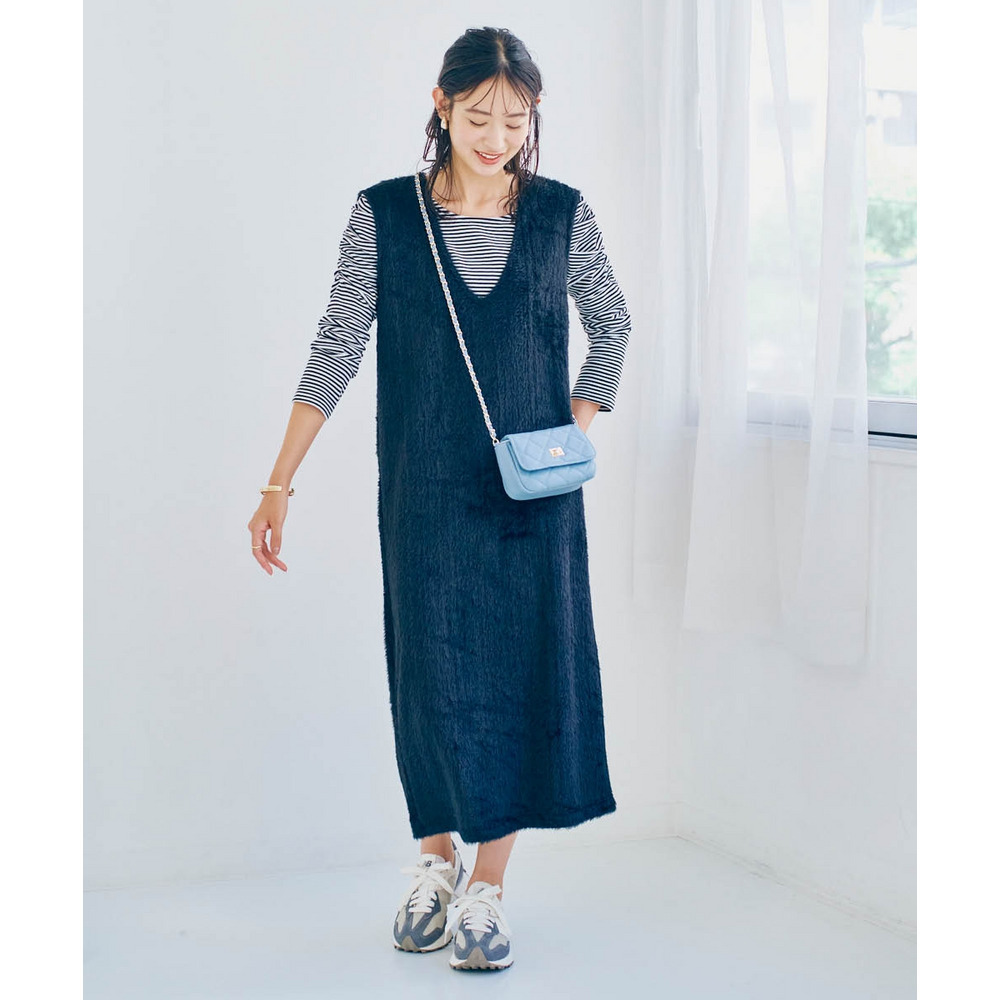 フェザーアンサンブル(ワンピース+プチハイネックトップス) 大きいサイズ15