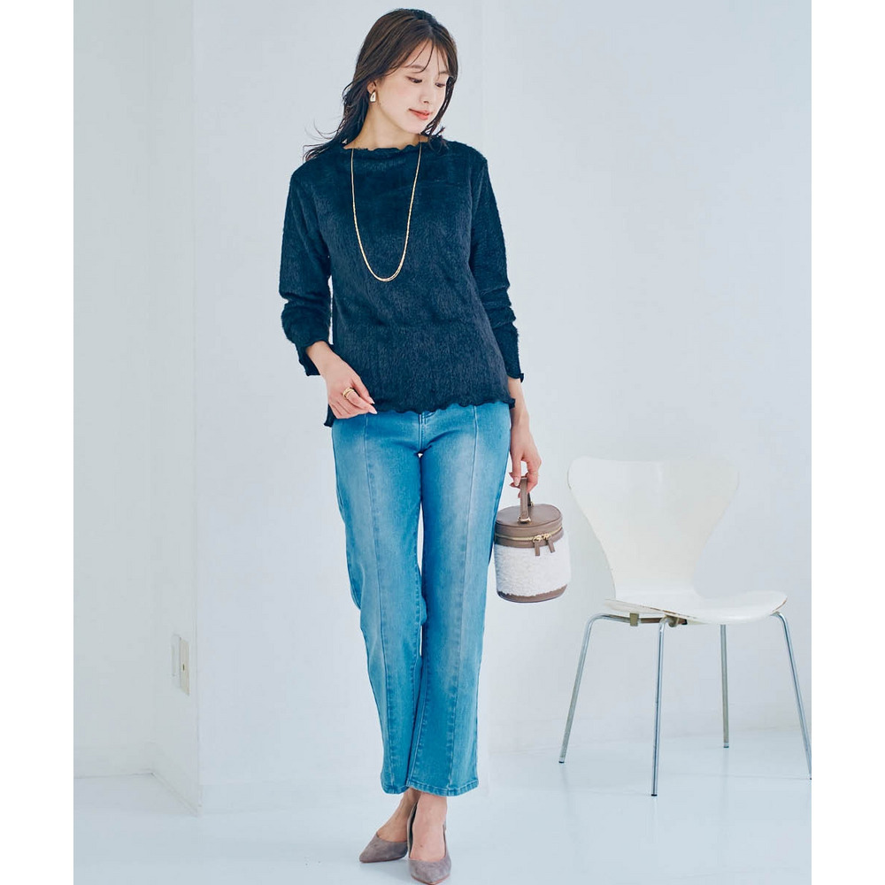 フェザーアンサンブル(ワンピース+プチハイネックトップス) 大きいサイズ16