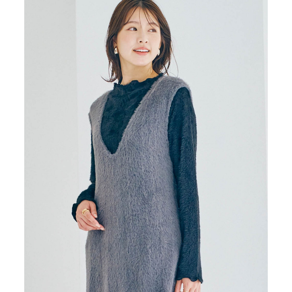 フェザーアンサンブル(ワンピース+プチハイネックトップス) 大きいサイズ17