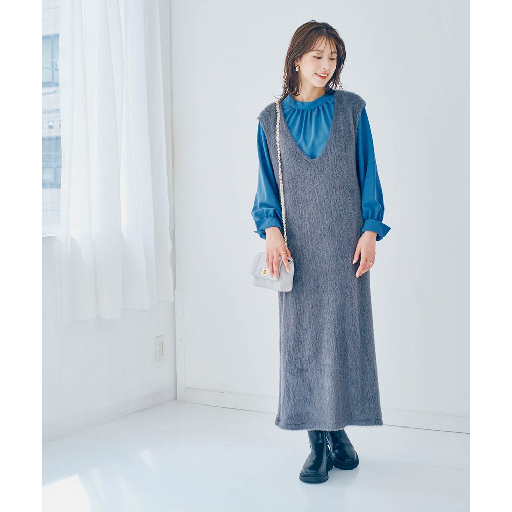 フェザーアンサンブル(ワンピース+プチハイネックトップス) 大きいサイズ19