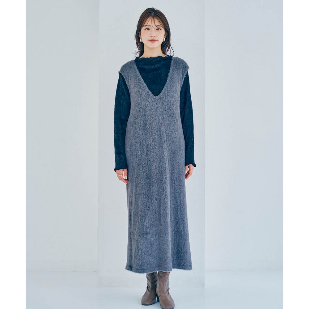 フェザーアンサンブル(ワンピース+プチハイネックトップス) 大きいサイズ21