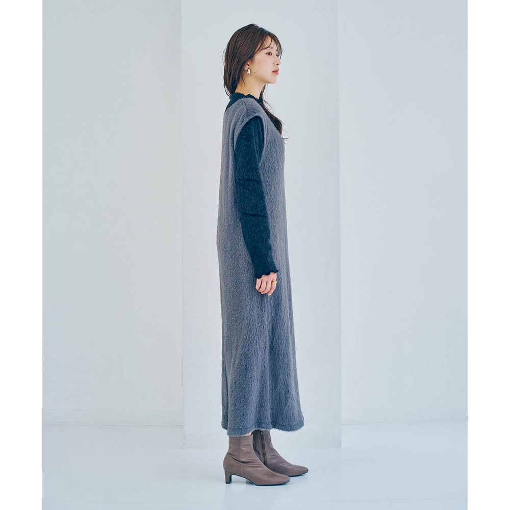 フェザーアンサンブル(ワンピース+プチハイネックトップス) 大きいサイズ22