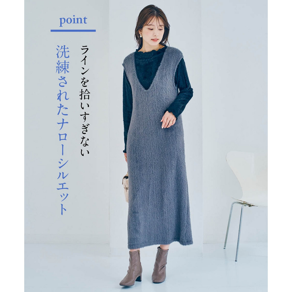 フェザーアンサンブル(ワンピース+プチハイネックトップス) 大きいサイズ3