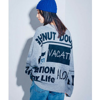 ロゴジャガードオーバーサイズニット 大きいサイズ