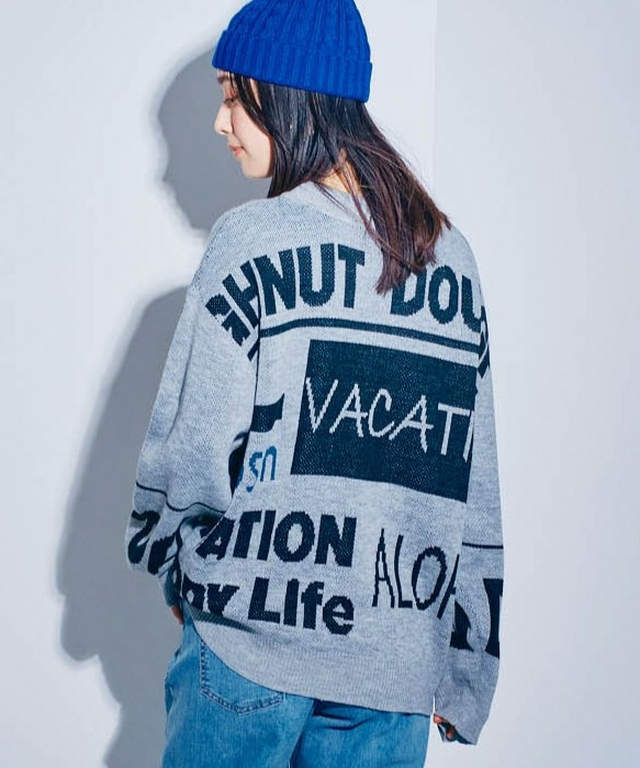 ロゴジャガードオーバーサイズニット 大きいサイズ1