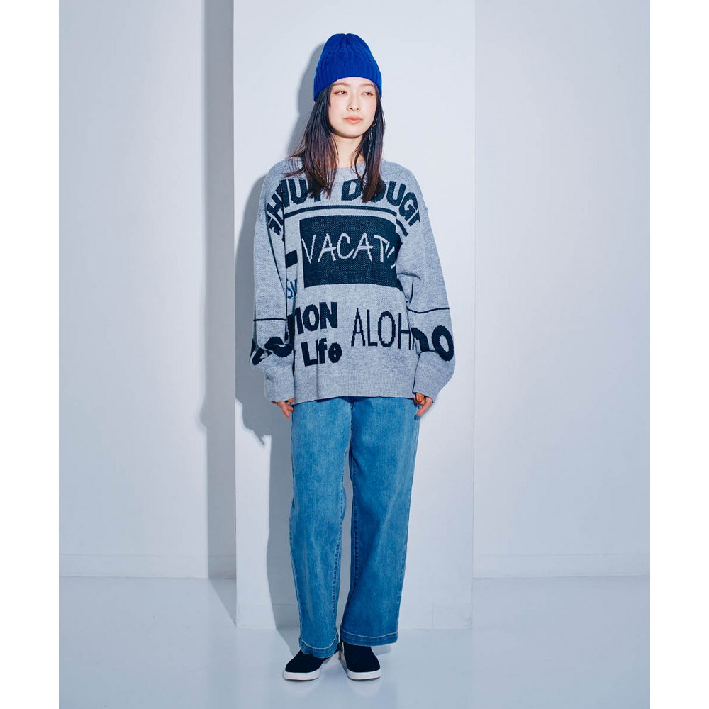 ロゴジャガードオーバーサイズニット 大きいサイズ13