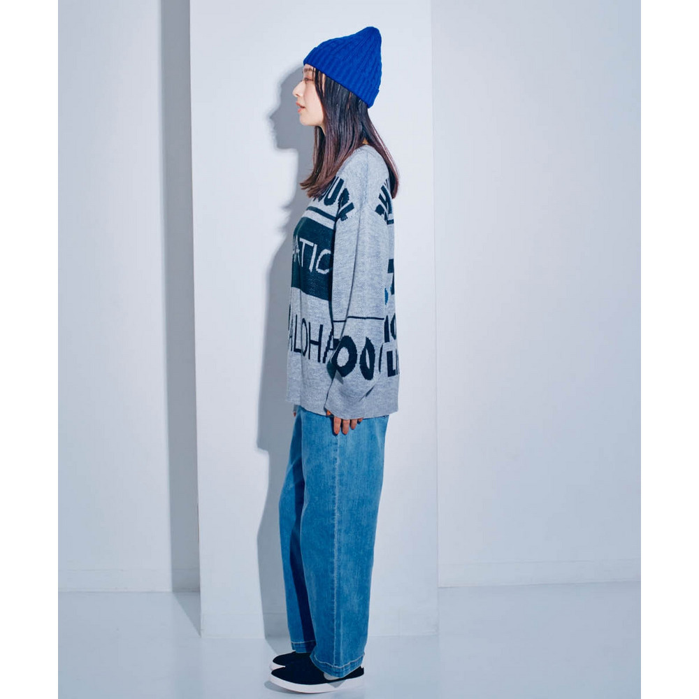 ロゴジャガードオーバーサイズニット 大きいサイズ14