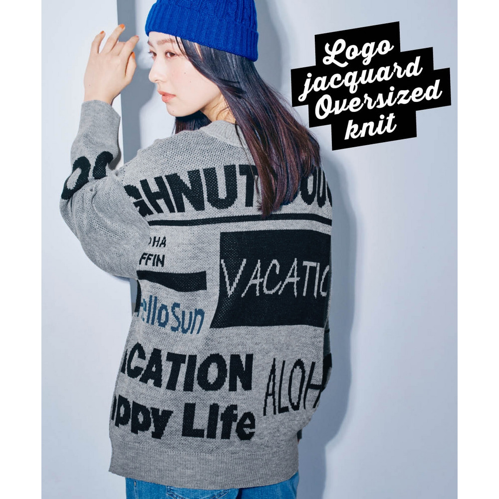 ロゴジャガードオーバーサイズニット 大きいサイズ2