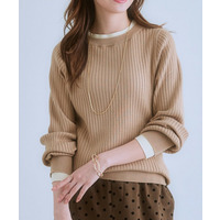 ふんわり袖配色重ね着風ニットトップス 大きいサイズ