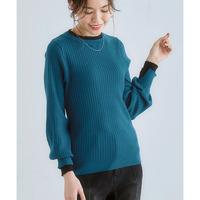 ふんわり袖配色重ね着風ニットトップス 大きいサイズ