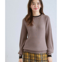 ふんわり袖配色重ね着風ニットトップス 大きいサイズ