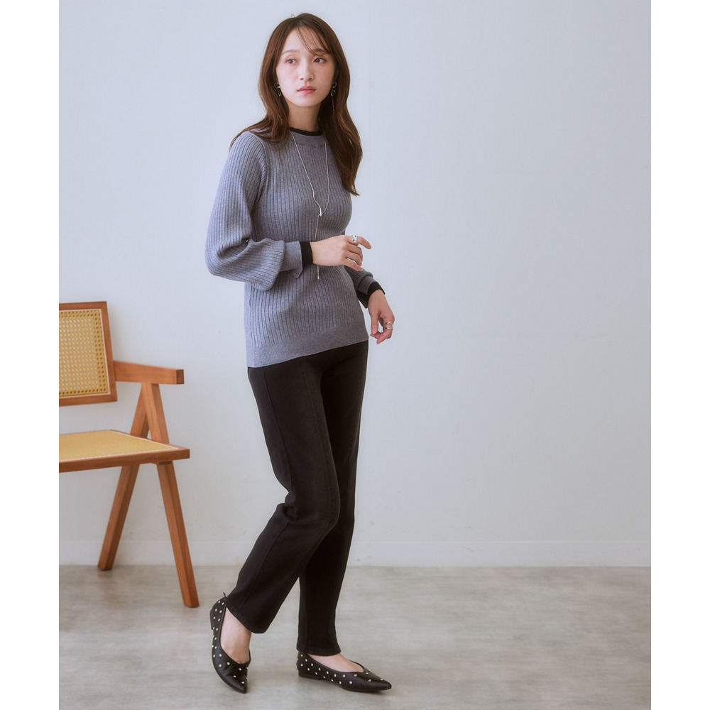 ふんわり袖配色重ね着風ニットトップス 大きいサイズ10