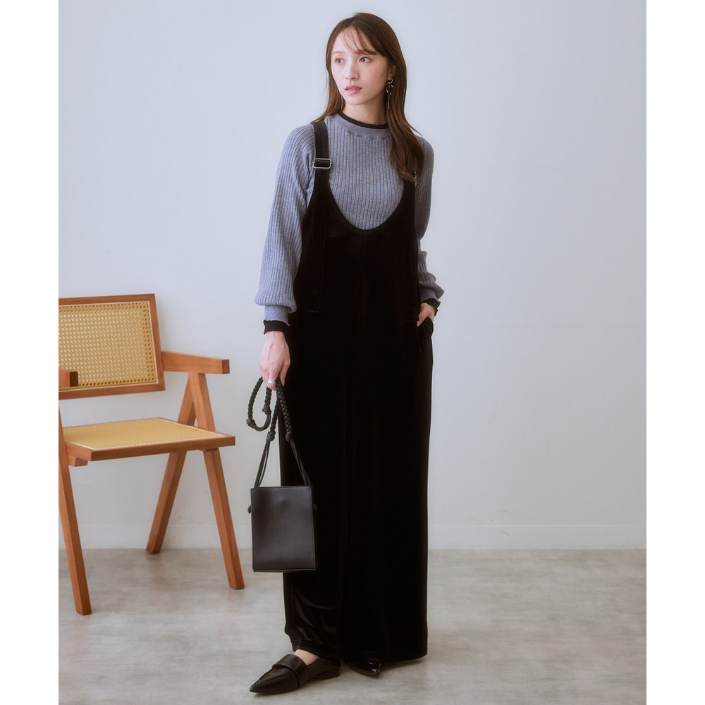 ふんわり袖配色重ね着風ニットトップス 大きいサイズ12