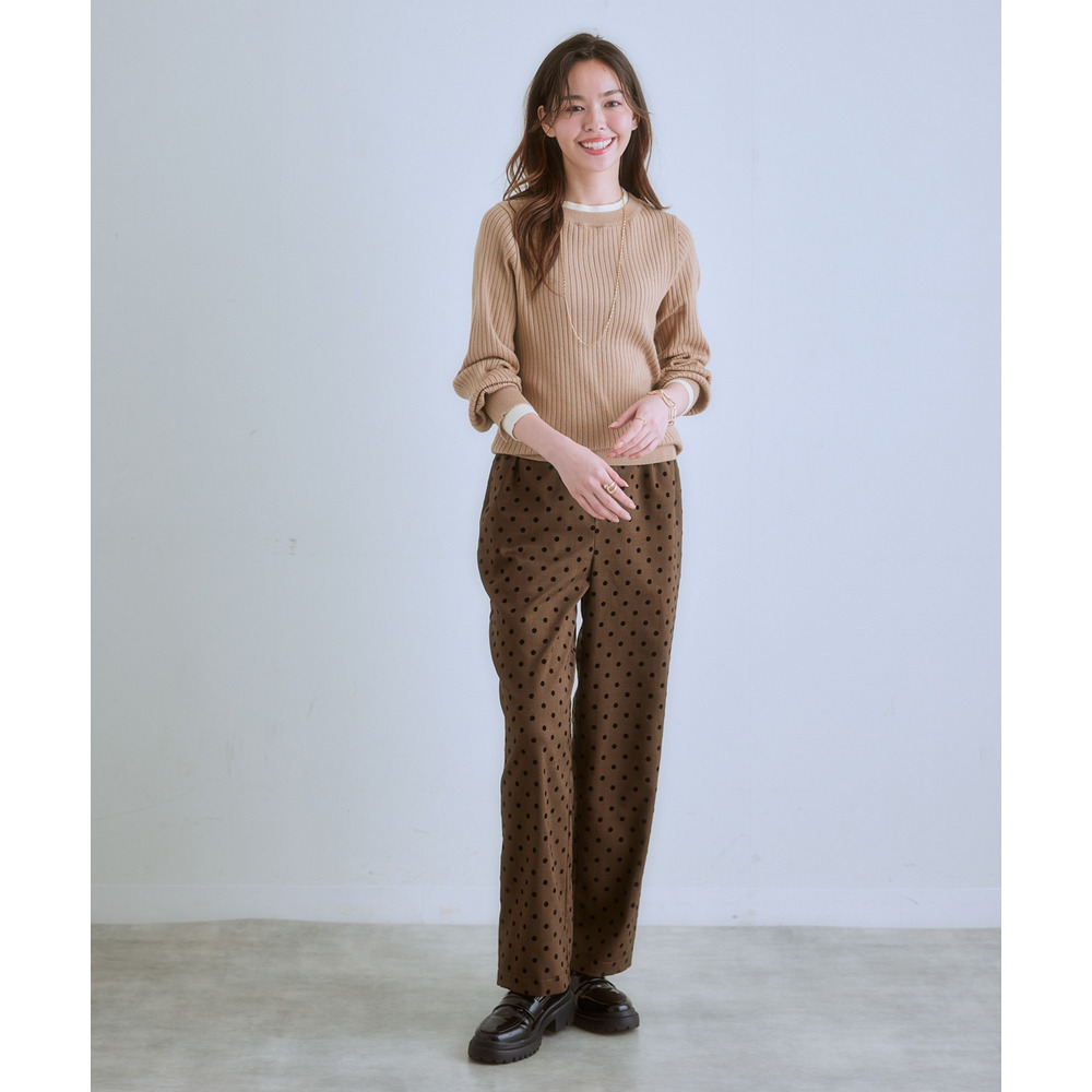 ふんわり袖配色重ね着風ニットトップス 大きいサイズ15