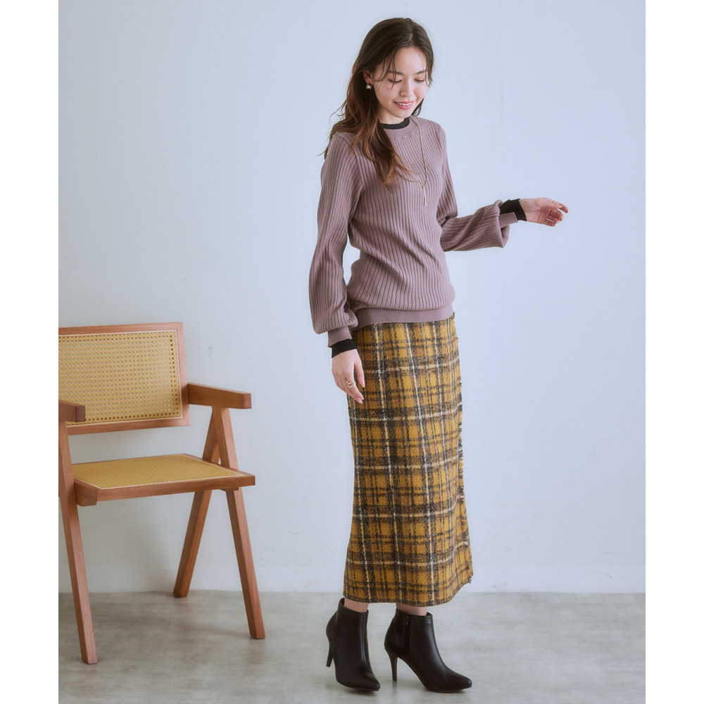 ふんわり袖配色重ね着風ニットトップス 大きいサイズ17