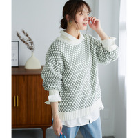 ぽこぽこ配色ジャガードオーバーサイズニット 大きいサイズ