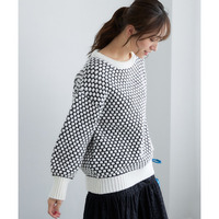 ぽこぽこ配色ジャガードオーバーサイズニット 大きいサイズ