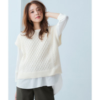 洗えるふんわり編み柄ニットベスト 大きいサイズ