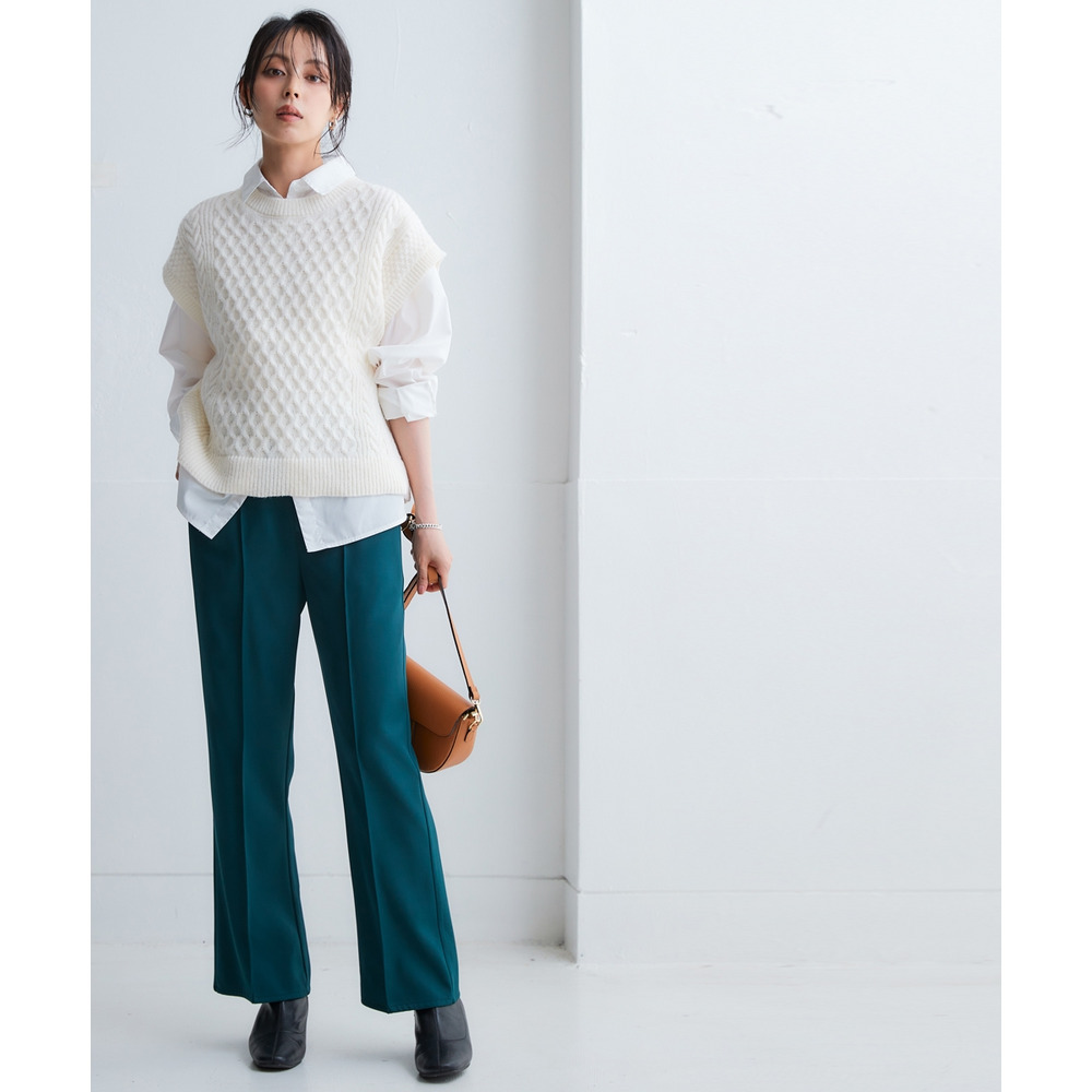 洗えるふんわり編み柄ニットベスト 大きいサイズ13