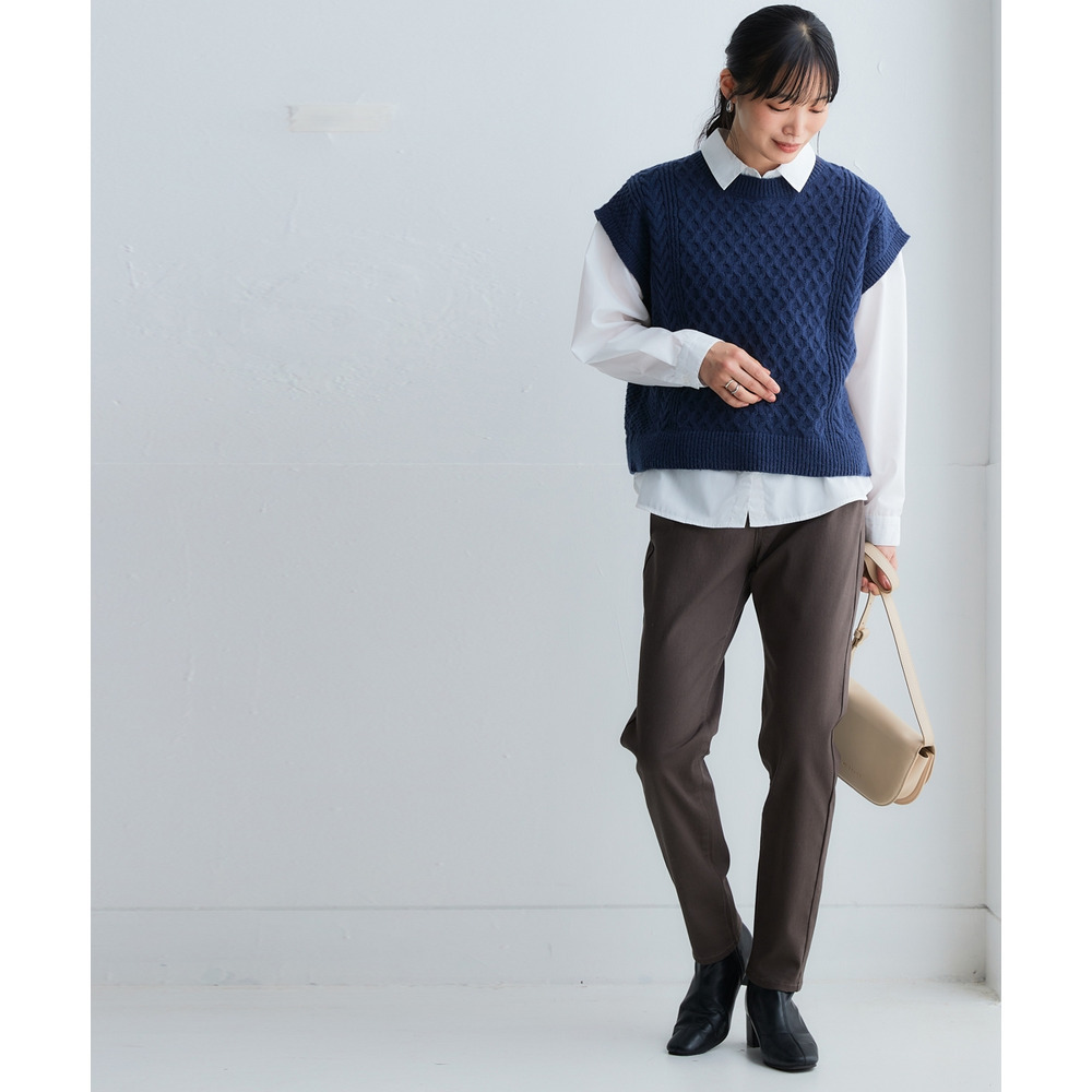 洗えるふんわり編み柄ニットベスト 大きいサイズ15