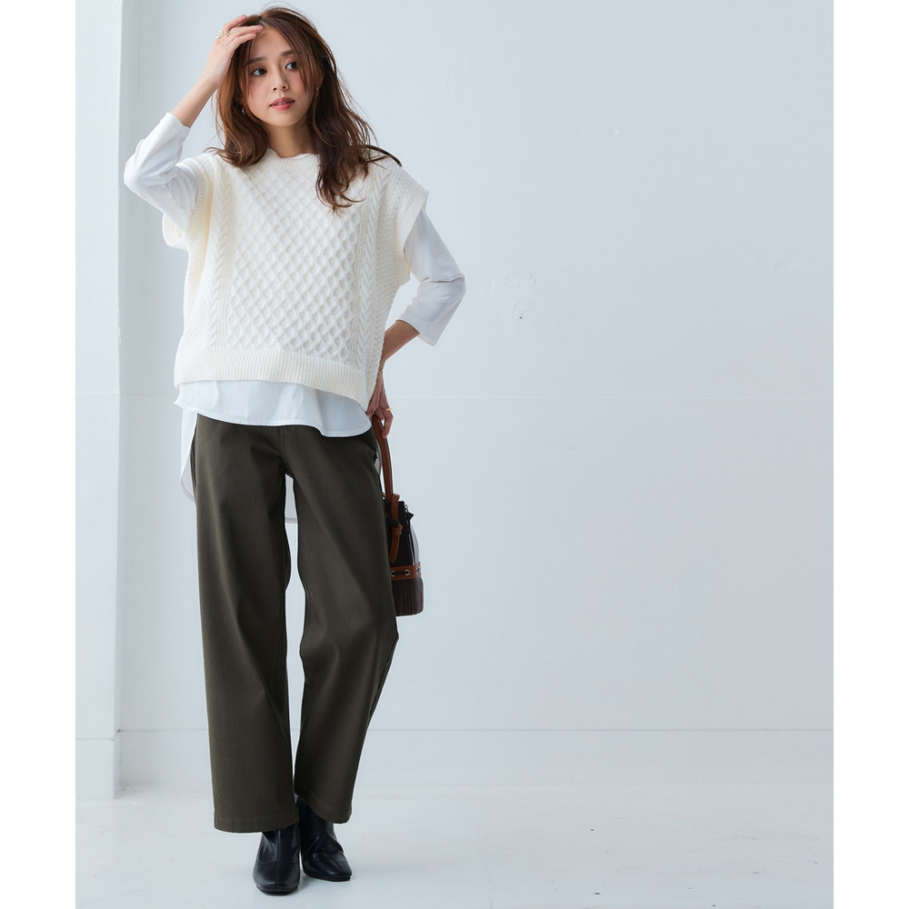 洗えるふんわり編み柄ニットベスト 大きいサイズ17