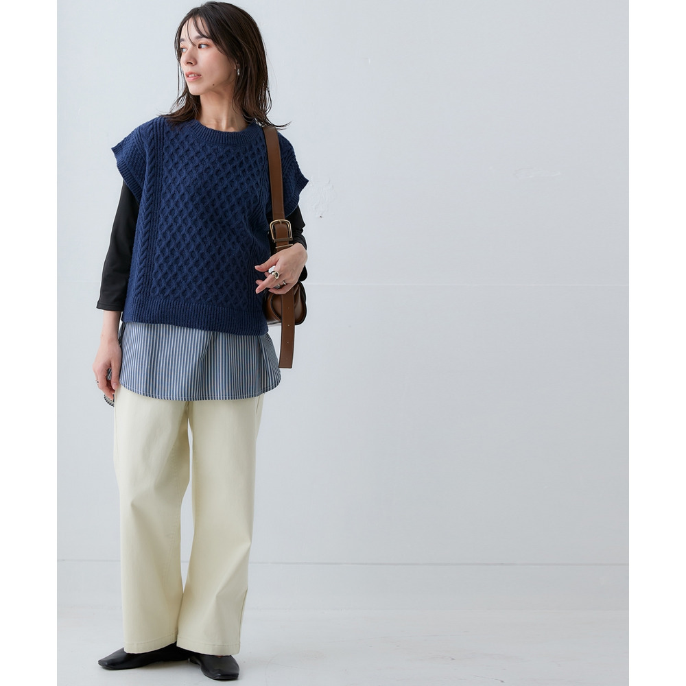 洗えるふんわり編み柄ニットベスト 大きいサイズ19