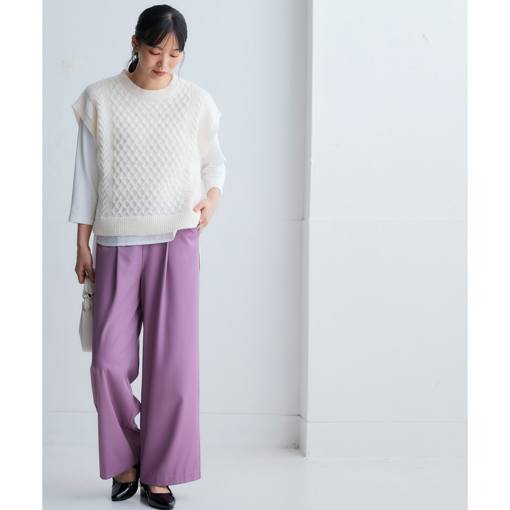 洗えるふんわり編み柄ニットベスト 大きいサイズ21