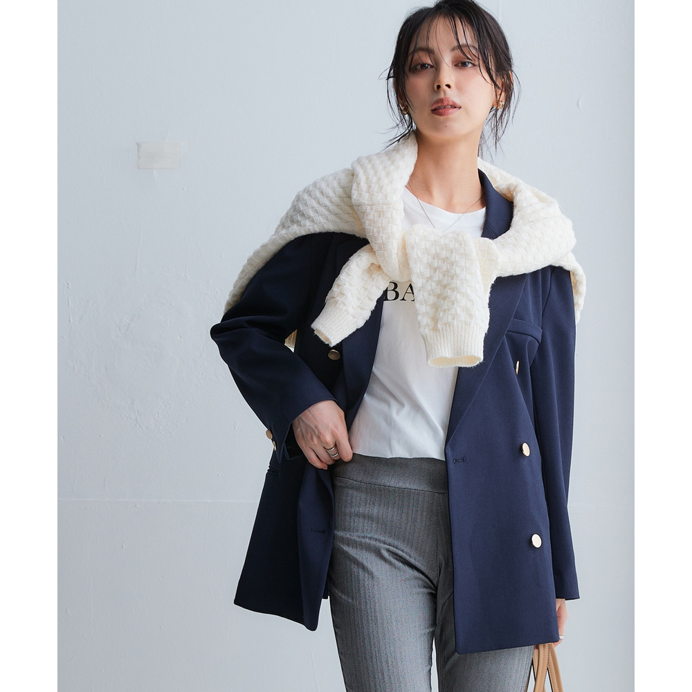 洗えるふんわり編み柄オーバーサイズ鹿の子ニットプルオーバー 大きいサイズ23