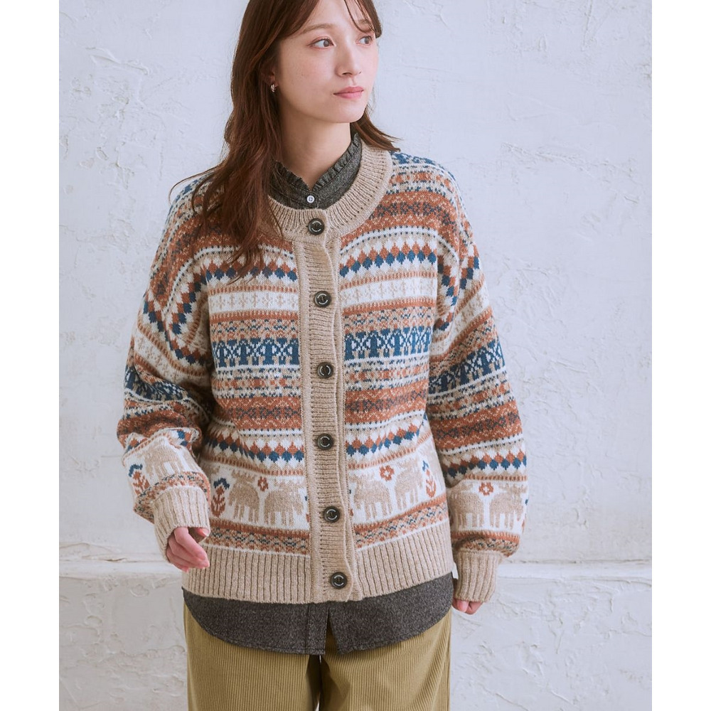 moz(モズ)ジャガードカーディガン 大きいサイズ1